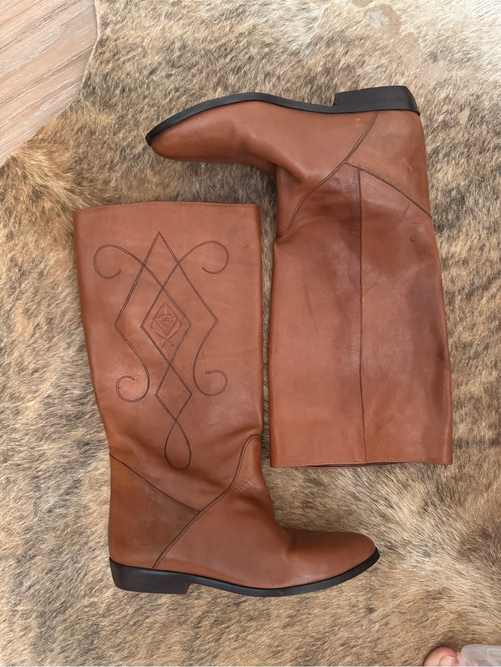 Via Milano Vintage 80s Brown Leather Equestrian Riding Boots 8.5D
